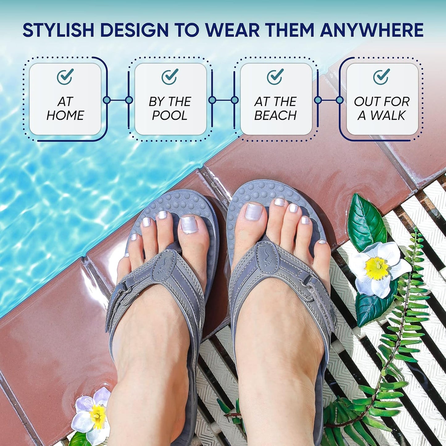 SEYMOUR Orthopedic Sandals for Women - Comfort Flip Flops with Arch Support - Relieve Foot Pain Due to Flat Feet and Plantar Fasciitis